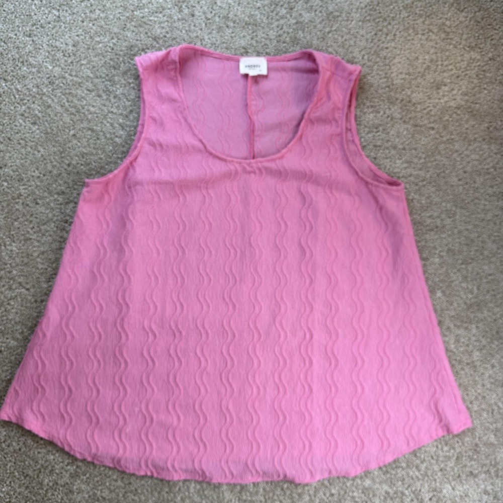 Andrée By Unit Tank Top Womens 1X Pink Textured Scoop Neck Sleeveless Knit